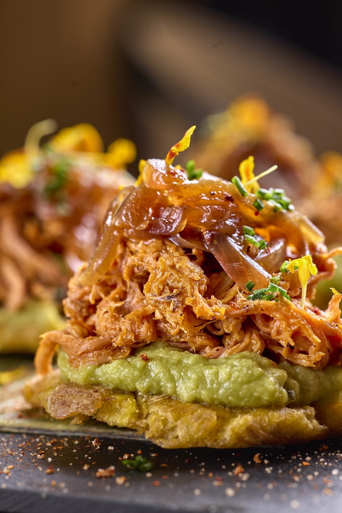 Tostón con cochinita pibil